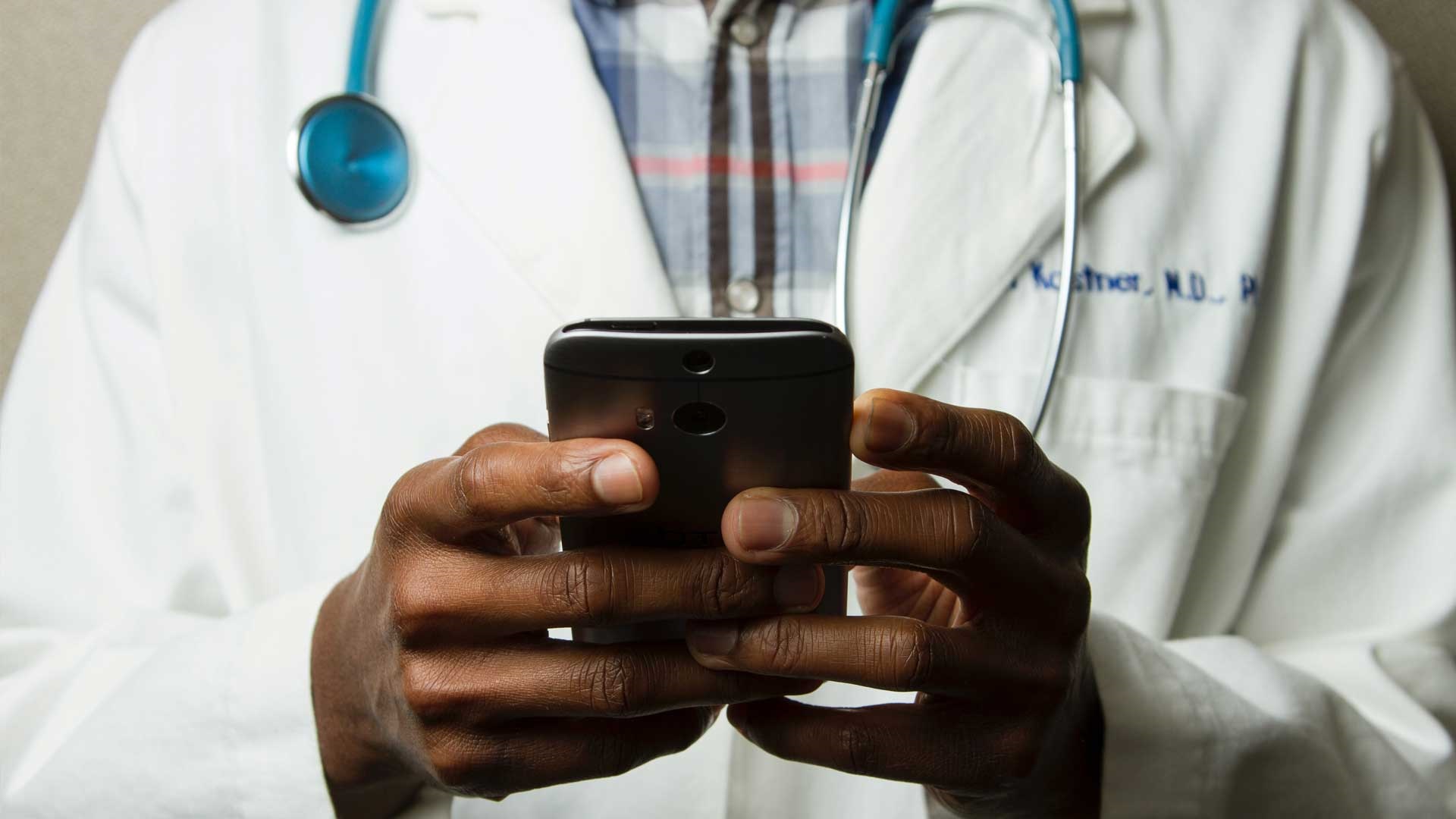 doctor using smartphone