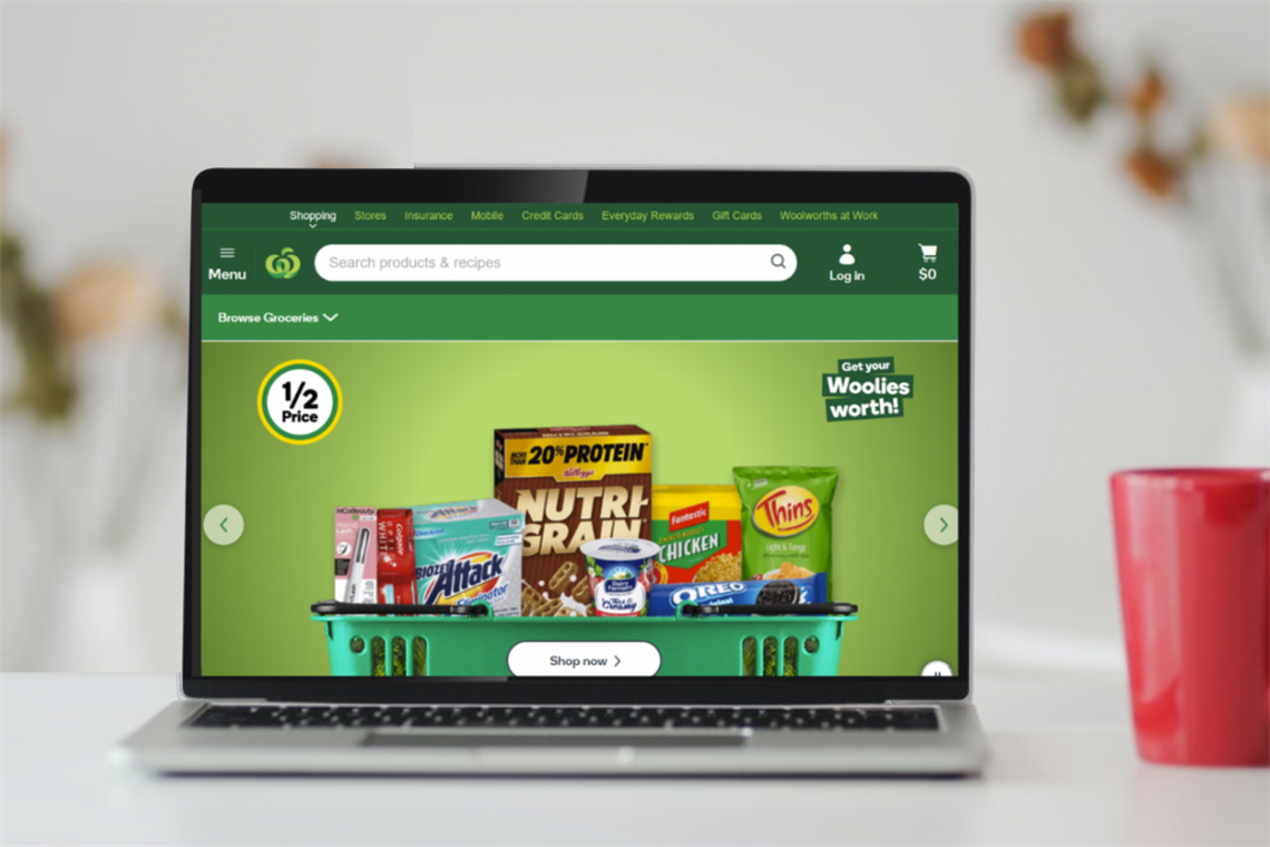 Woolworths online shopping using a computer