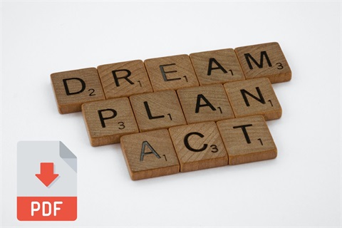 Scrabble tiles, dream, plan, act